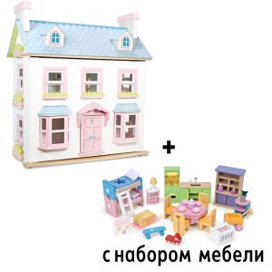 Большой кукольнй дом с Набором МЕБЕЛИ, LE TOY VAN