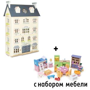 Кукольный дом с набором мебели премиум